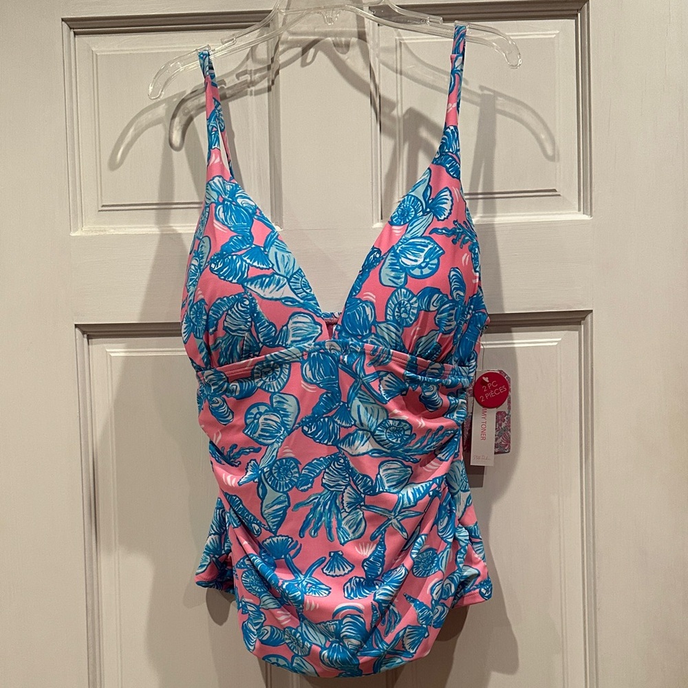 Pink and Blue Sea Shell Two Piece Swimsuit